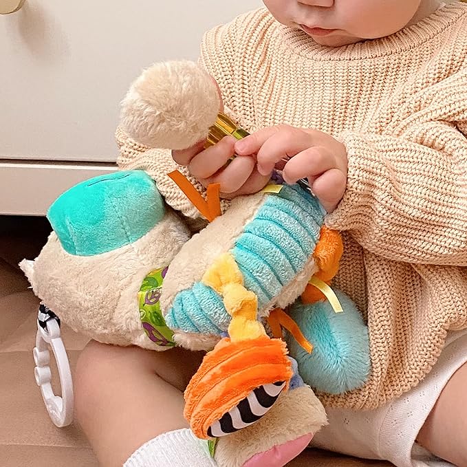 Playgro Sensory Friend Lupe Llama Sensory Toy - Ideal Stroller Toys for 0+ Months Babies to Encourage Grasping with Rattle - Improve Baby Sight & Touch Senses with On-The-Go Fun for Newborn Baby Toys