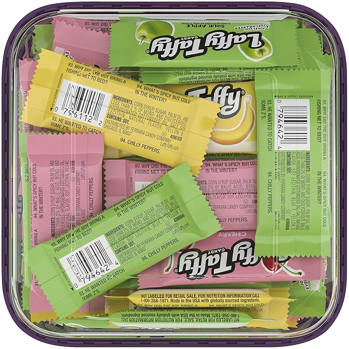 Laffy Taffy Candy, Assorted Fruit Flavored Taffy Candy, Sour Apple, Cherry, Strawberry & Banana Flavors (145 Pieces) (Pack of 2)