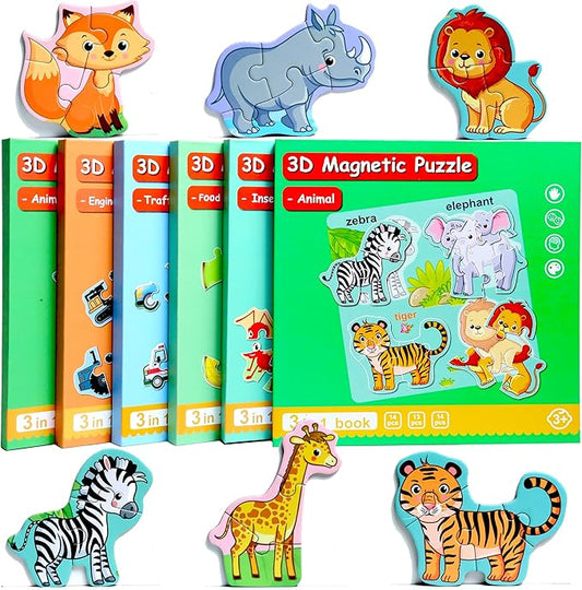 Magnetic Puzzles for Kids Ages 1-3, Travel Toddler Puzzles Ages 2-4 Year, Animal Activities Toy for Boys & Girls 3-5 yo - Learning Magnet Gift for Road Trip