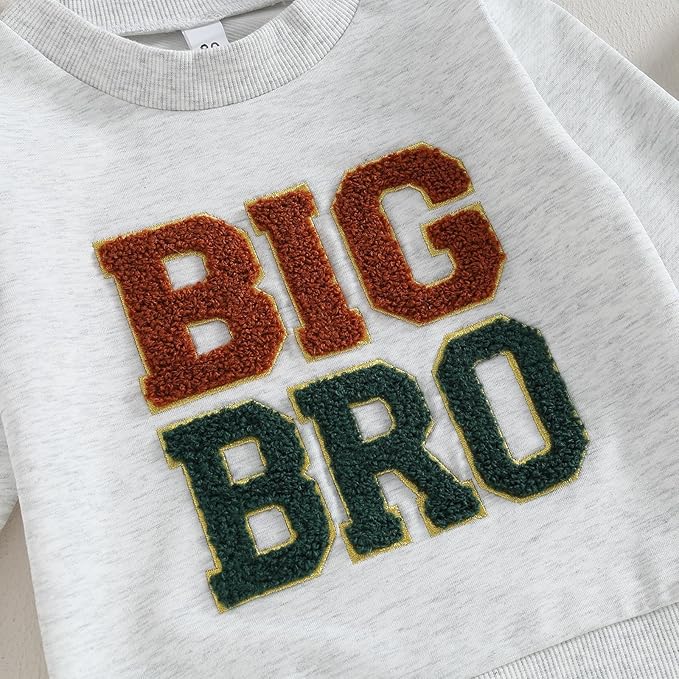VISGOGO Infant Baby Boy Girls Big Lil Bro Big Lil Sis Matching Set Sweatshirt Romper Embroidery Sweater Toddler Clothes