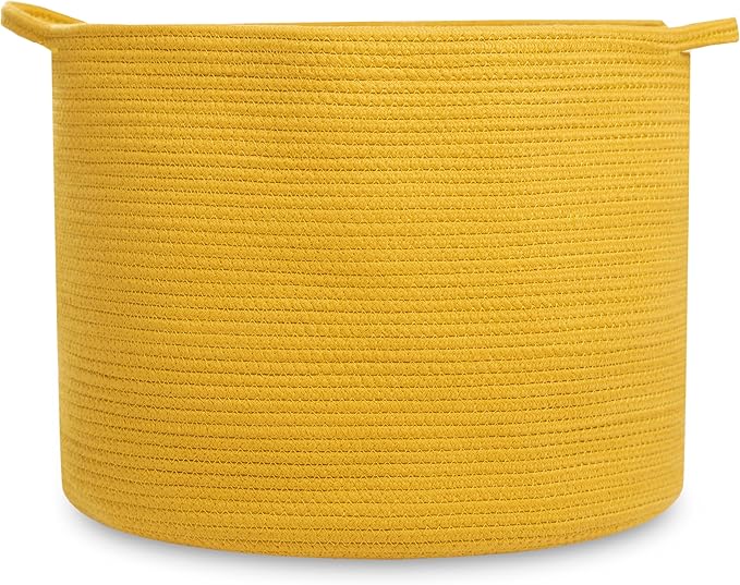 Natemia Extra Large Woven Storage Basket (20" x 20" x 14") - Baby & Toy Organizer, Blanket Basket, Perfect Baby Registry Gift