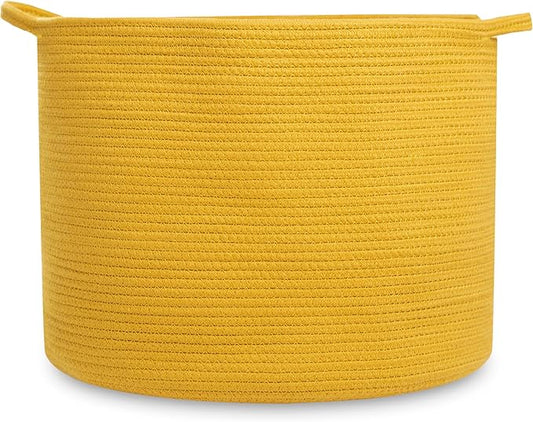 Natemia Extra Large Woven Storage Basket (20" x 20" x 14") - Baby & Toy Organizer, Blanket Basket, Perfect Baby Registry Gift