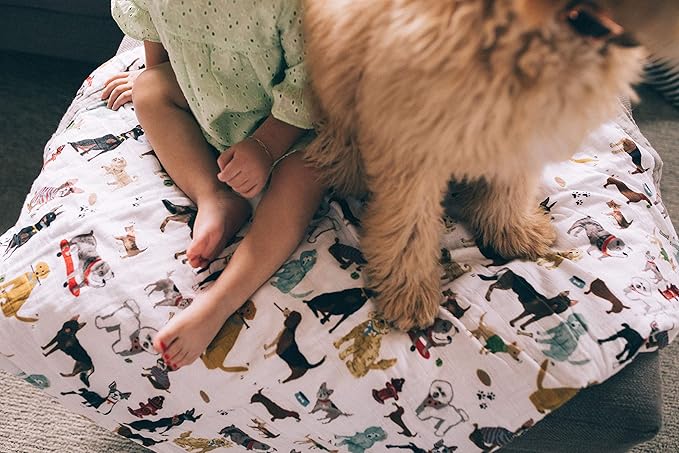 Little Unicorn Premium Quilted Throw | Super Soft, Multi-Layered Muslin XL Blanket| Great for Kids & Families (Woof)