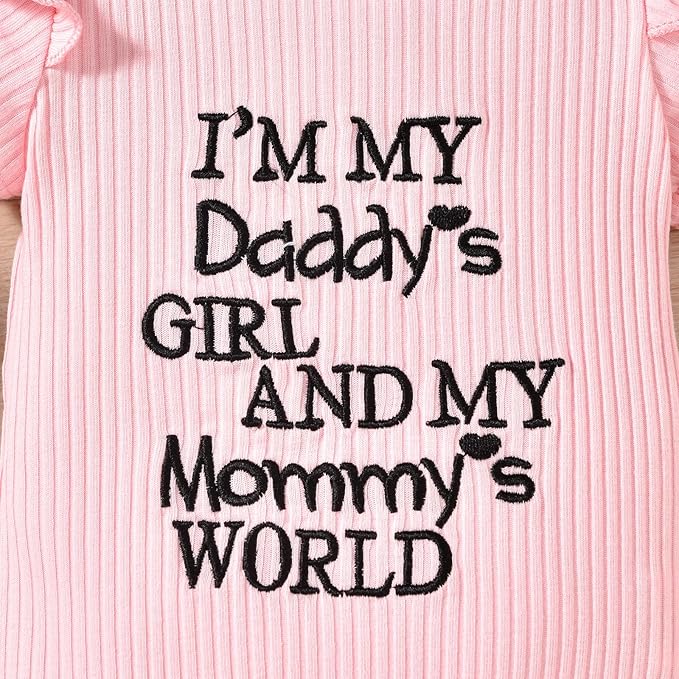 HIHA Infant Baby Girl Summer Clothes Letter Print Bodysuit Floral Shorts Outfit with Headband