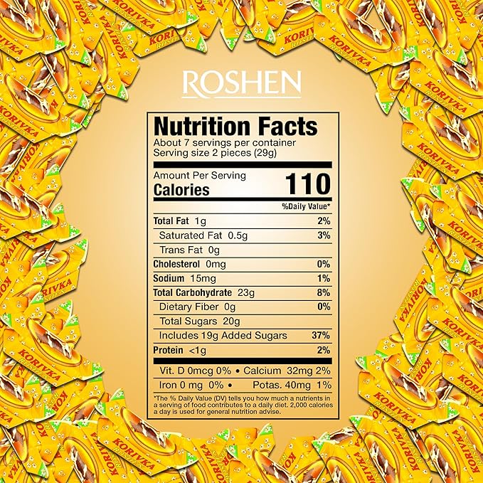 Roshen Korivka Cow Candy, Milky Sweets Fudge Candy, Kosher, Halal 7.23oz/205 gram Pack of 3