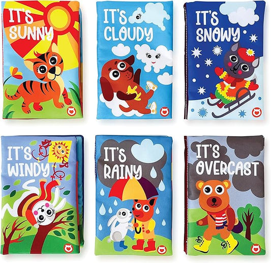 Cloth Books (Set of 6). High Contrast Soft Books. Black and White Images Encourage Infant Development – Suitable for Babies and Toddlers from 3 Months (Seasons)