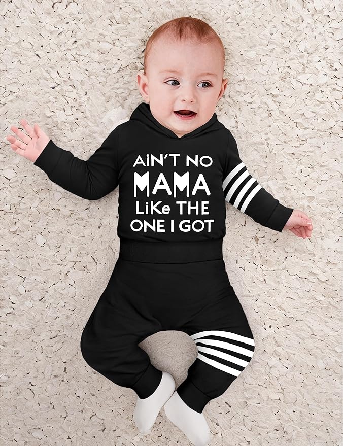 Fommy Newborn Baby Boy Clothes Plaid Letter Print Long Sleeve Hoodies + Long Pants 2PCS Fall Winter Outfits Set