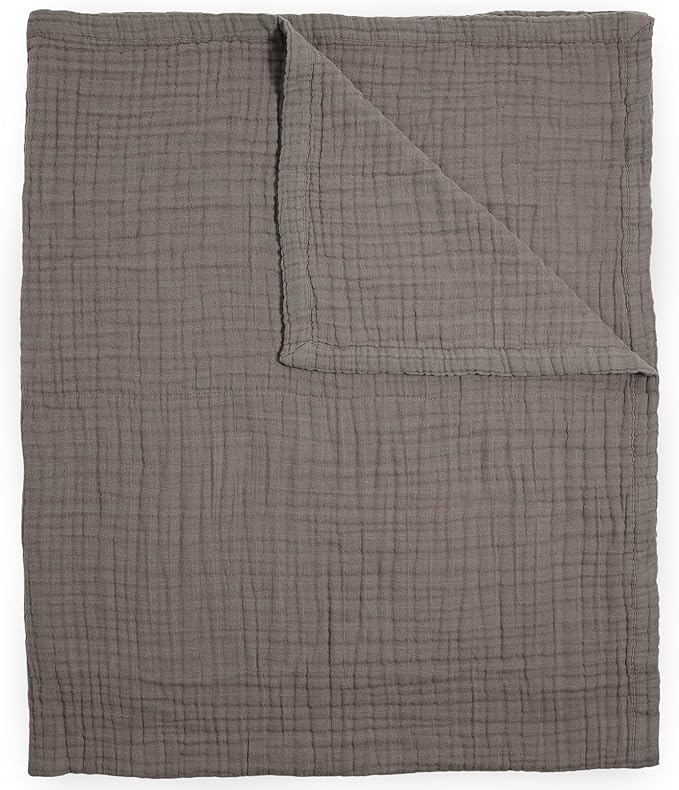 Little Unicorn Premium Quilted Throw | Super Soft, Multi-Layered Muslin XL Blanket| Great for Kids & Families (Mocha)