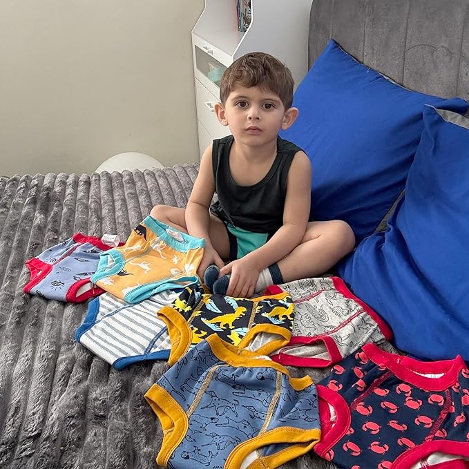 BIG ELEPHANT 10-Pack Baby Potty Training Underwear, Soft 100% Cotton Absorbent Training Pants for Boys & Girls, Ages 12M-10Y