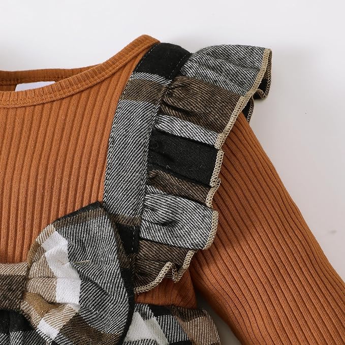 Newborn Infant Baby Girl Clothes Fall Winter Plaid Long Sleeve Jumpsuit One Piece Romper Bodysuit Baby Overalls Outfits