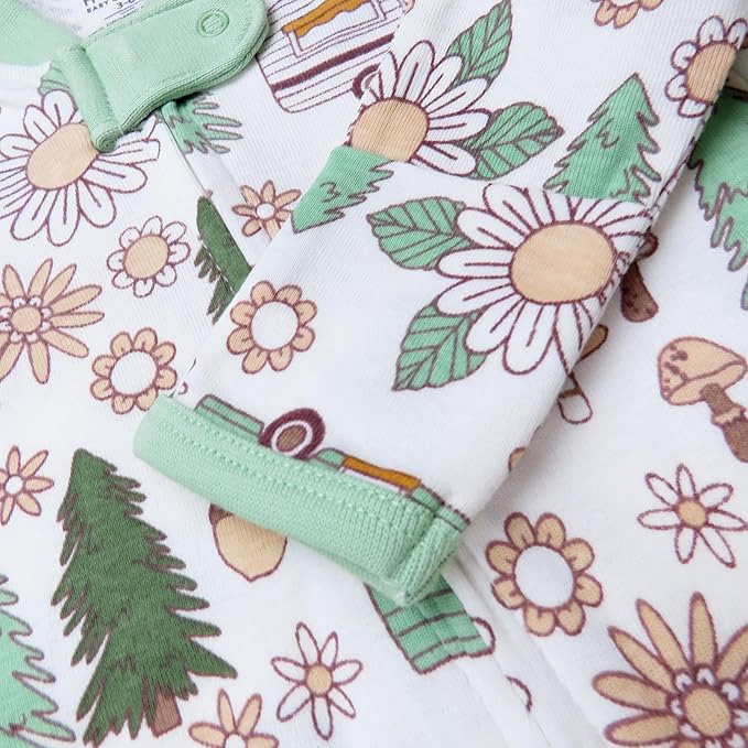 HonestBaby Sleep & Play Footed One-piece Pajama Sleeper 100% Organic Cotton, Baby Boys