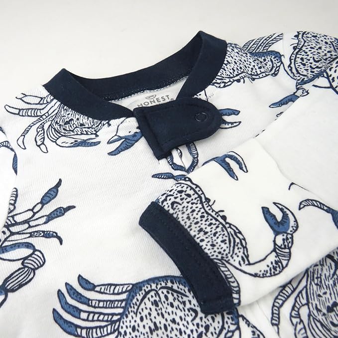 HonestBaby Baby Sleep N' Play One-Piece Zip-Front Footed Organic Cotton Pajama Sleeper