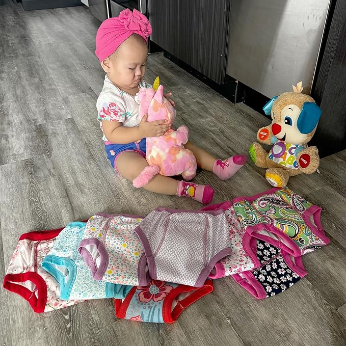 BIG ELEPHANT 10-Pack Baby Potty Training Underwear, Soft 100% Cotton Absorbent Training Pants for Boys & Girls, Ages 12M-10Y