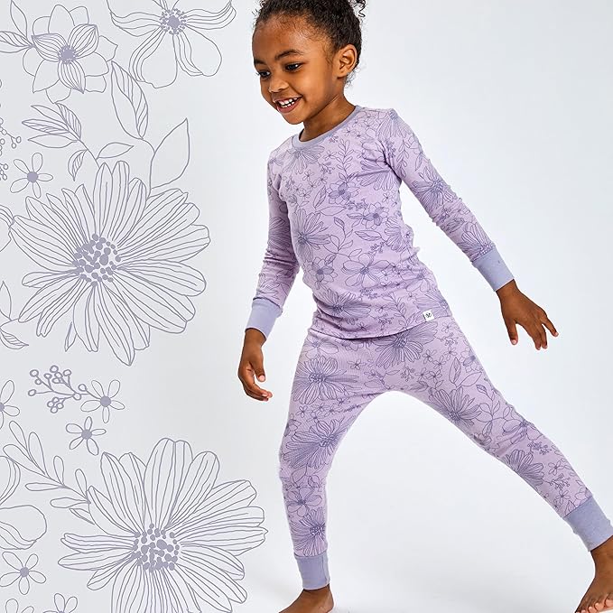 HonestBaby 4 Piece Pajamas Sleepwear Pjs 100% Organic Cotton for Infant Baby and Toddler Boys, Girls, Unisex