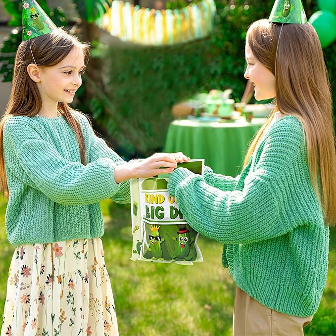 Funny Pickle Party Favor Bags - 50Pcs Kind of a Big Deal Cucumber Goody Candy Treat Gifts Bags, Interesting Vegetable Themed Party Decorations for Adults Kids Birthday Fruit Vegetable Events Supplies