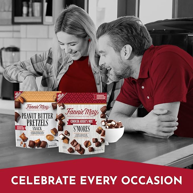Fannie May, Milk Chocolate Candy, S'mores Snack Mix and Peanut Butter Pretzel Snack, 2 Pack, 18 oz and 22 oz Bags