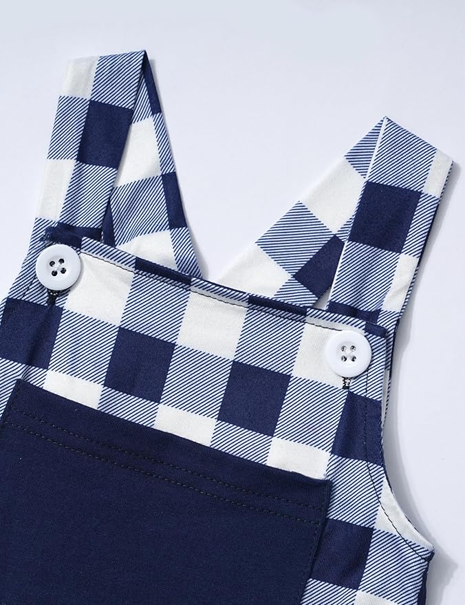 Baby Boy Clothes Long Sleeve Animal Plaid Romper + Overalls Infant Boy Clothes 2PCS Fall Winter Outfits