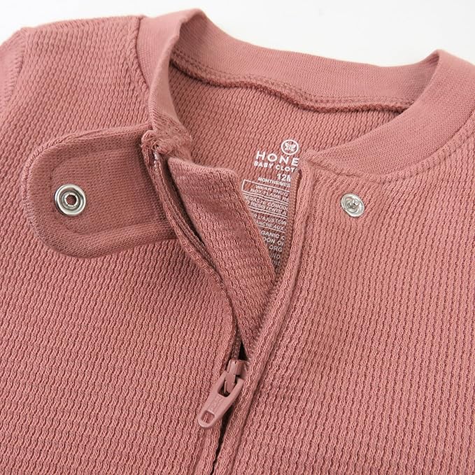 HonestBaby Non-Slip Footed Pajamas One-Piece Sleeper Zip-Front Pjs 100% Organic Cotton for Baby Girls