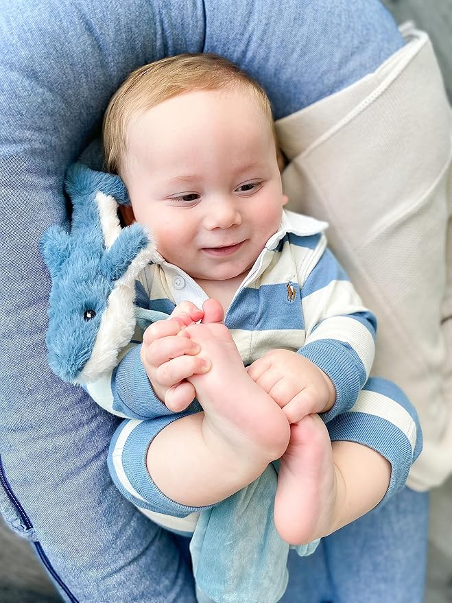 MON AMI Seaborn Shark Plush Lovey for Babies – 13.5” | Knotted Security Blanket for Newborns