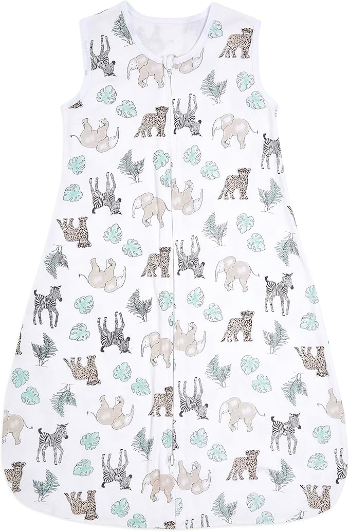 aden + anais Essentials Easy Sleeping Bag, 100% Cotton, Wearable Baby Blanket, Medium, 6-18 Months, Jungle Animals