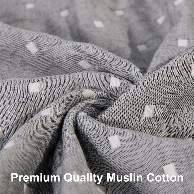 NTBAY 3 Layer Toddler Blanket, Muslin Cotton Jacquard Bed Blankets, Lightweight Thermal Baby Blanket, Super Soft and Warm Crib Blanket for All Seasons, Decoration Gift, 30"x40", Grey Dot