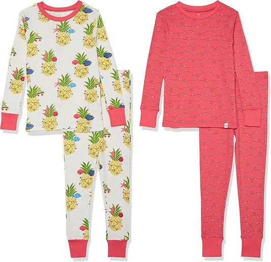 HonestBaby 4 Piece Pajamas Sleepwear Pjs 100% Organic Cotton for Infant Baby and Toddler Boys, Girls, Unisex