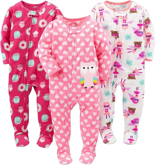 Simple Joys by Carter's girls Loose-Fit Flame Resistant Fleece Footed Pajamas