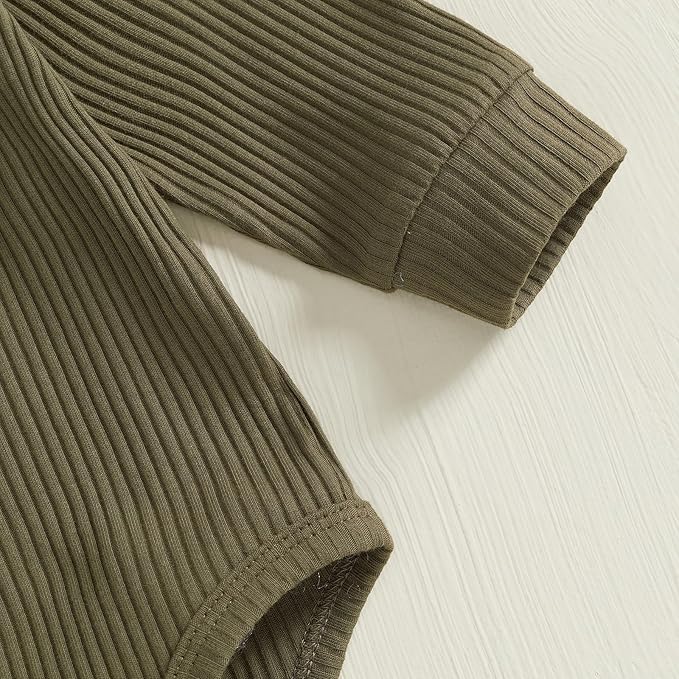 Newborn Baby Boy Girl Clothes Ribbed Knitted Long Sleeve Romper Pants Solid Cotton Infant Fall Winter Outfits 2Pcs