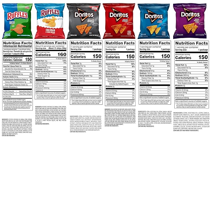Frito Lay Ruffles and Doritos Bold Variety Pack, 1 Ounce (Pack of 40)