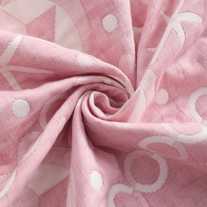 NTBAY 3 Layer Oversized Muslin Cotton Toddler Blanket, 45x60 Inches Jacquard Reversible Nursery Bed Blanket, Super Soft and Thermal Crib Blanket for All Seasons, Baby Gift, 45"x60", Pink Starfish