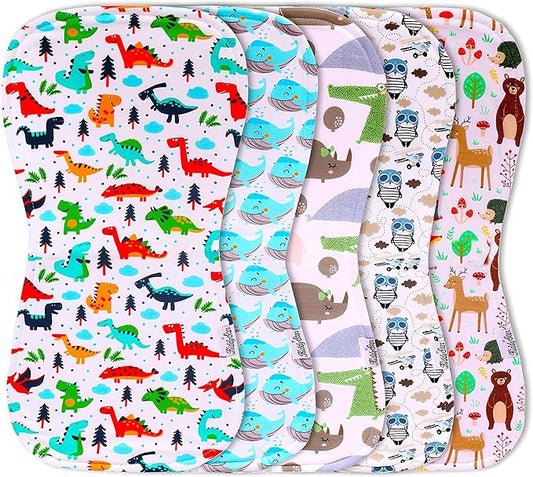 Premium 5-Pack Large Organic Cotton Burp Cloths – 3 Layers, Ultra Soft & Absorbent Burping Towel, Shoulder Towel & Hand Towel