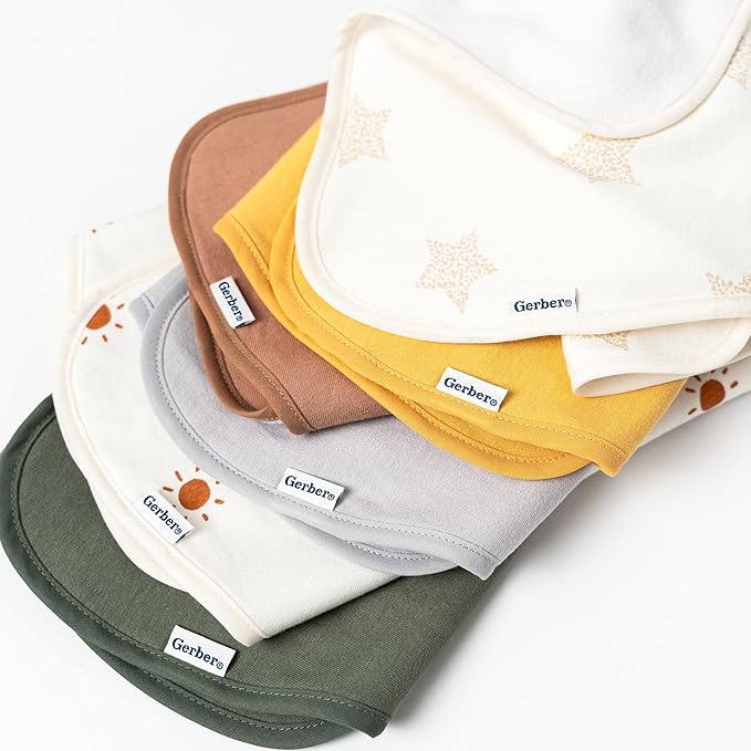 Gerber Baby Unisex Burp Cloths 5-Pack, Blue Gold, Size 10.5" x 21"