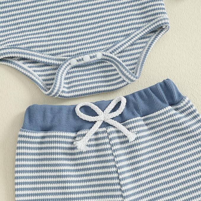 CIYCUIT Newborn Baby Boy Clothes Ribbed Knit Long Sleeve Bodysuit Pants 2-Piece Fall Winter Outfits