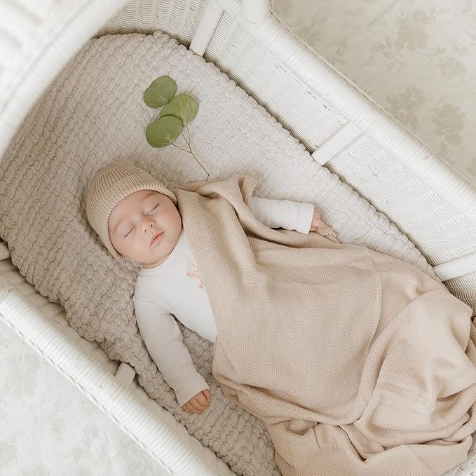 Luxe Collection 100% Organic Luxury Knit Baby Blanket + Hat Set (Oatmeal)