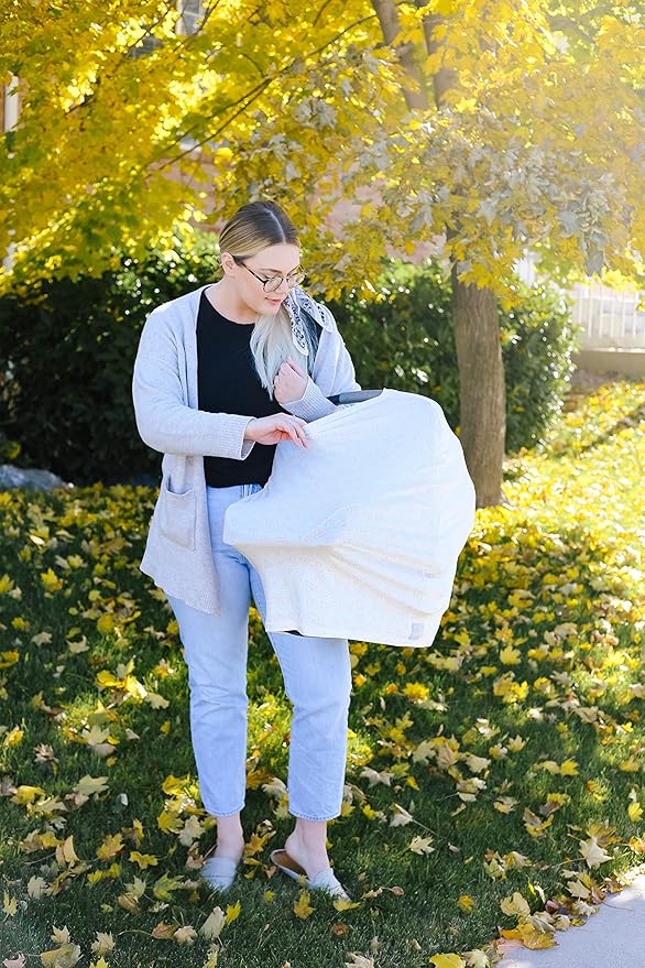 Baby Car Seat Cover Canopy and Nursing Cover Multi-Use Stretchy 5 in 1 Gift Lola by Copper Pearl