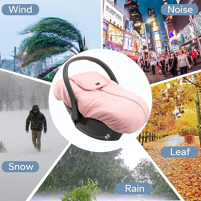 SERAPHY Car Seat Cover Baby Winter Carseat Cover for Babies, Universal Warm Infant Car Seat Canopy & Stroller Covers Accessories for Newborn Boy Girl Essentials, Pink