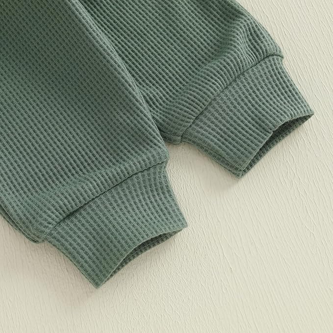 Kupretty Baby Boy Clothes 3 6 12 18 Months Fall Winter Outfit Mama's Boy Embroidery Waffle Long Sleeve Romper Pants Set