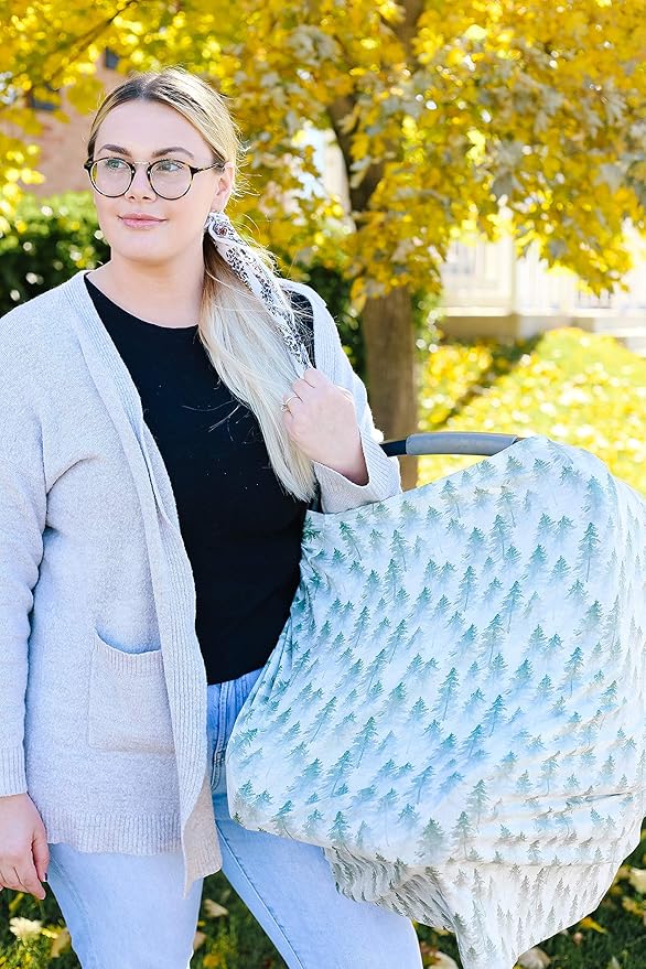 Evergreen Copper Pearl Multi-Use Cover: Car Seat & Stroller Cover - Sun Protection, All-Season Use, Stylish Designs, Easy Access for Moms