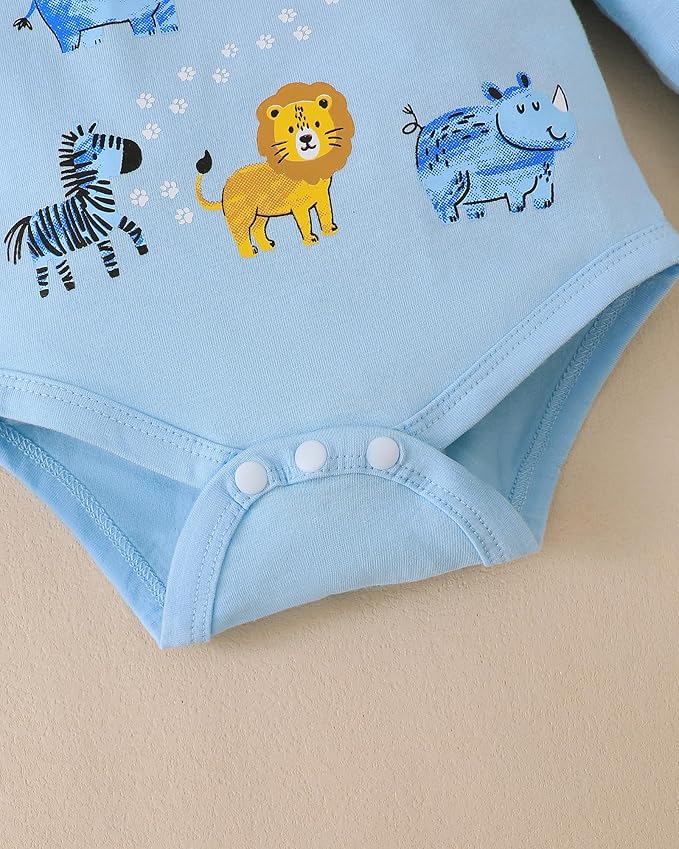 SUNNY PIGGY Baby Boy Clothes Newborn Infant Boys Outfits Romper Hat Pants 3PC Set 0-3 3-6 6-12 12-18 Month Clothing Gift