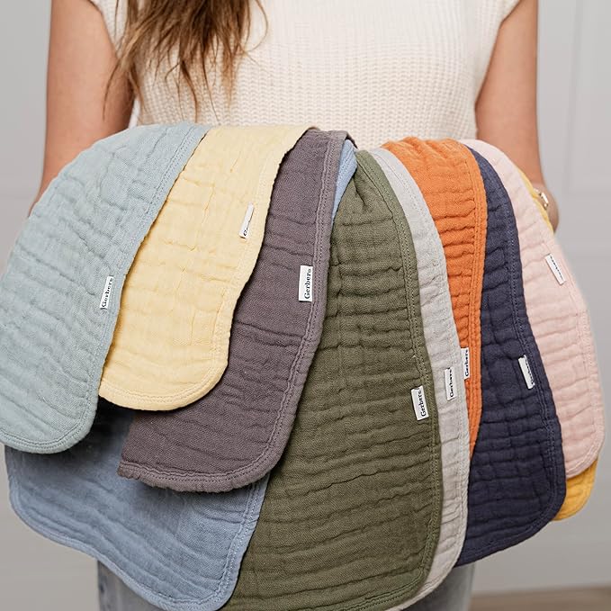 Gerber Baby Unisex Muslin Burp Cloths 5-Pack, Multi Stars, Large Size 20" x 10"