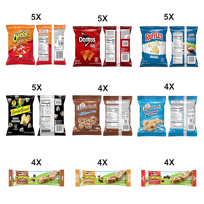 Frito Lay Lunch Box Mix, Chips, Cookies and Quaker Chewy Bars Variety Pack, (Pack of 40)