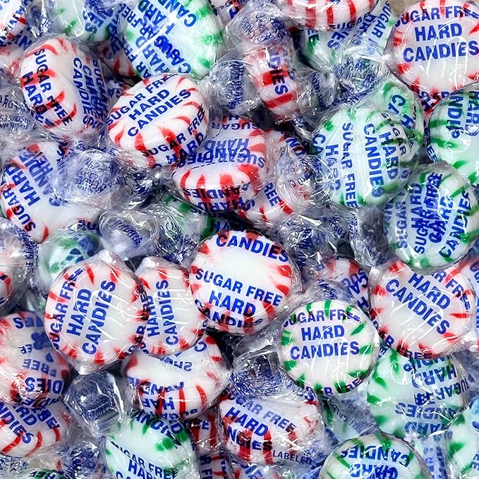 Sugar Free Peppermint And Spearmint Starlight Mints Hard Candy Assorted Mix - 1 lb Bulk Bag Individually Wrapped Keto And Diabetic Friendly Gourmet Mint Flavored Candies (16oz)