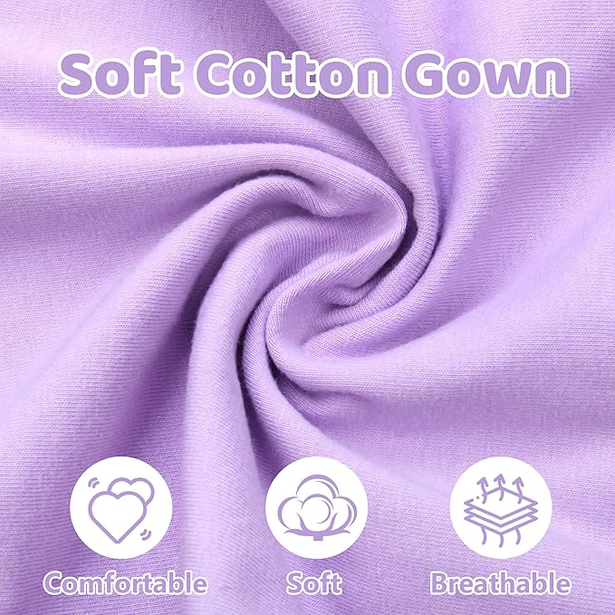Newborn Baby Girl Gown 0-6 Months, Super Soft Newborn Sleepers Gown, Long Sleeve Infant Nightgown for Girls Boys, Baby Girl Outfit Essential with Headband Set Purple