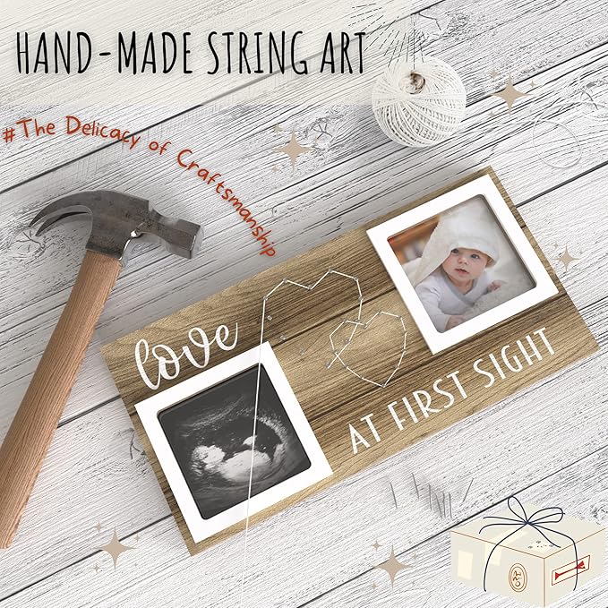 Baby Sonogram Picture Frame for 3" x 3" Ultrasound Photo - Pregnancy Announcements Ideas - Gender Reveal Baby-Shower Gift - New Mom Expecting Parents to Be Keepsake Gifts - Nursery Décor