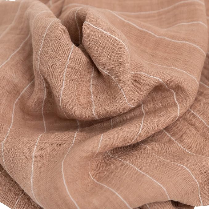 Little Unicorn Premium Cotton Swaddle Baby Blanket | Breathable Fabric | for swaddling, Play, Nursing & More (Mauve Stripe)