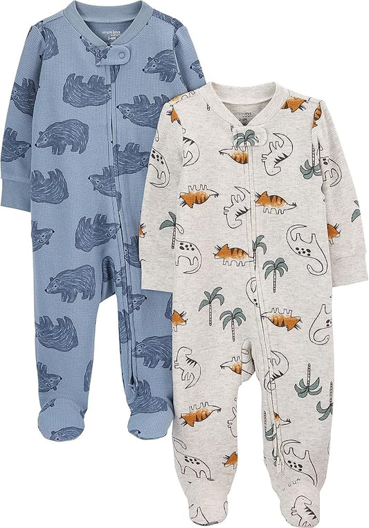 Simple Joys by Carter's Baby Boys' 2-Pack 2-Way Zip Cotton Footed Sleep and Play