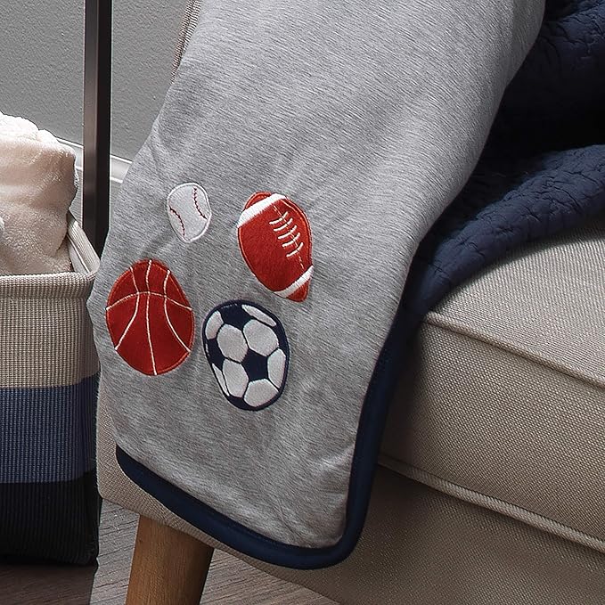 Lambs & Ivy Hall of Fame Sports Jersey/Faux Shearling Cozy Baby Blanket