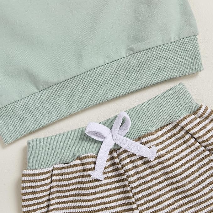 CIYCUIT Toddler Baby Boy Outfits Striped Sweatshirt Pants Clothes Set