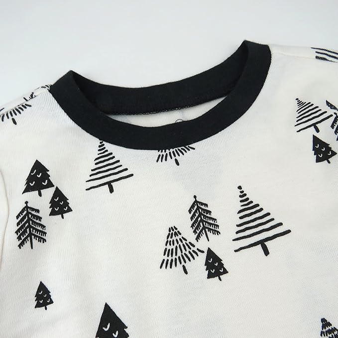 HonestBaby 4 Piece Pajamas Sleepwear Pjs 100% Organic Cotton for Infant Baby and Toddler Boys, Girls, Unisex