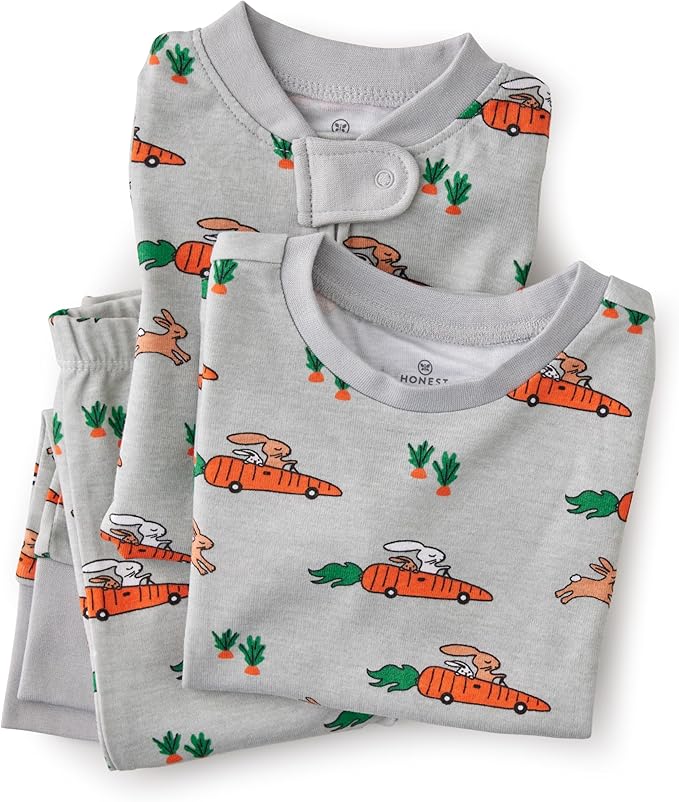 HonestBaby unisex-baby Celebration 2-piece Pajamas Sleepwear Pjs 100% Organic Cotton for Baby, Toddler, Kids